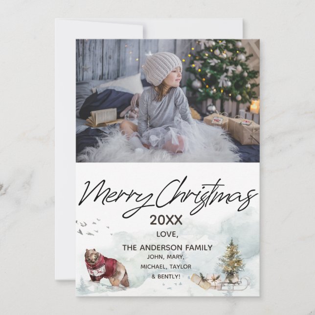 Skogsskog Sled Bear Photo God jul Julkort (Framsida)