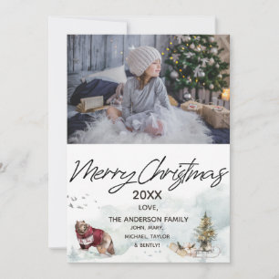 Skogsskog Sled Bear Photo God jul Julkort