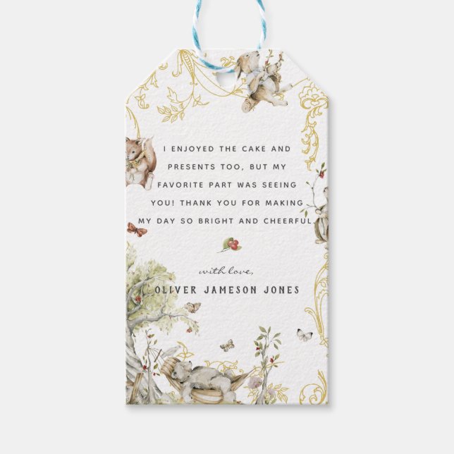 Skogsskog | Tack för Födelsedagsfest Presentetikett (Framsidan)