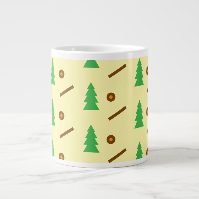 Skogsskog Träd Mönster - Mysigt naturdesign - Jumbo Mugg (Framsidan)