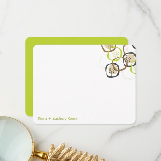 Skogsskog Träd Ringar, sommar/Vår bröllop Tack Kort (Fram/Back In Situ)