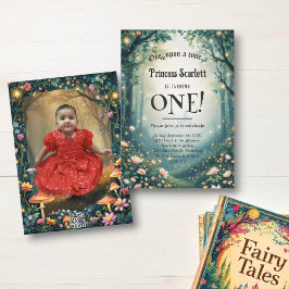 Skogsskog Whimsical Fairytale 1st Birthday Inbjudningar