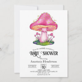 Skogsskogar Mushroom Baby Shower Inbjudningar