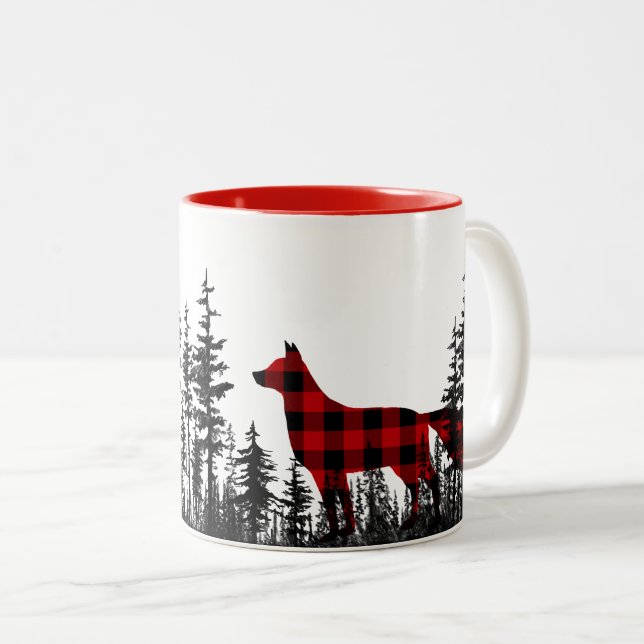 Skogsskogarna Buffalo Play Red Fox i Gräs Två-Tonad Mugg (Framsida höger)
