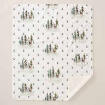 Skogsskogarna Reindeer Sherpa Blanket Gräs Träd