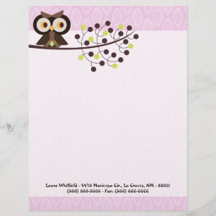 Skogsskogarna Uggla Woodland Hoot Letterhead Stati Brevhuvud