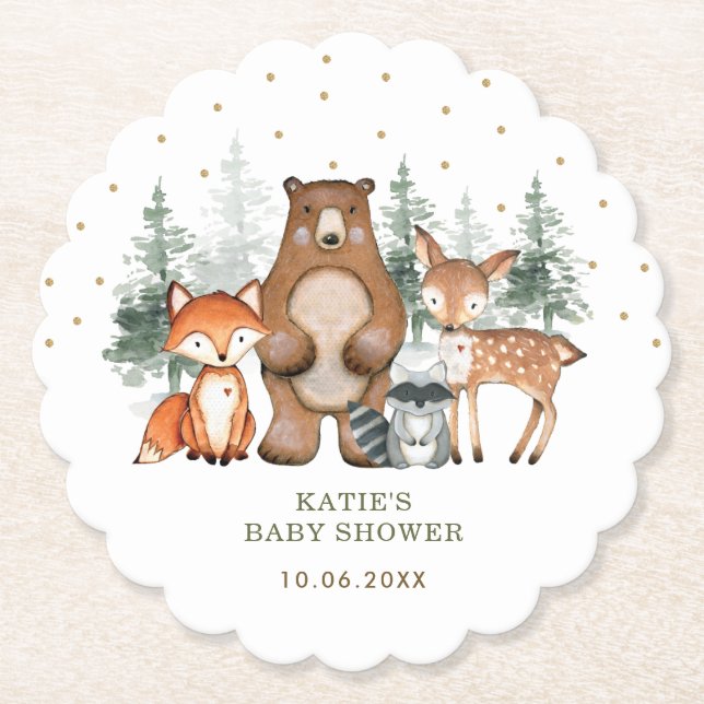 Skogsskogen Greenery Cake Topper Shower Favors fav Underlägg Papper (Framsida)