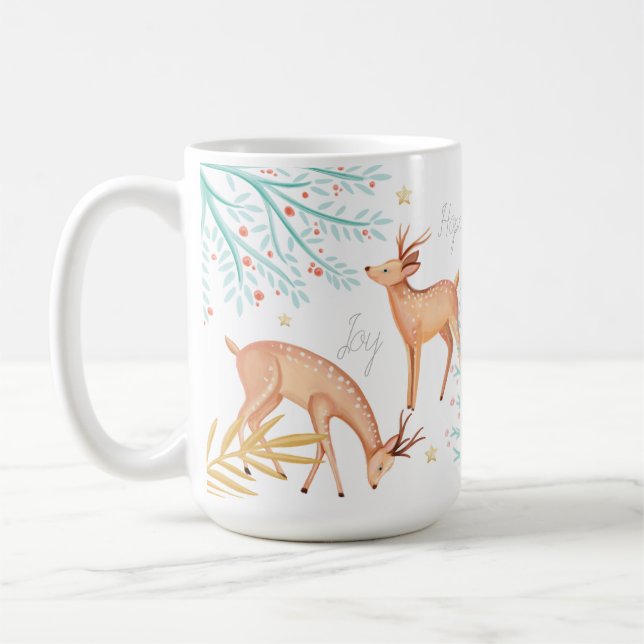Skogsskogen Reindeer & Julgran Scene Kaffemugg (Vänster)