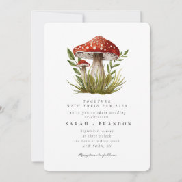 Skogsskogen Watercolor Mushroom Bröllop Inbjudningar