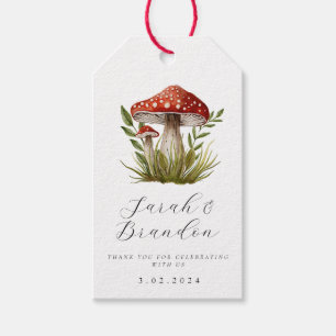 Skogsskogen Watercolor Mushroom Tack Presentetikett