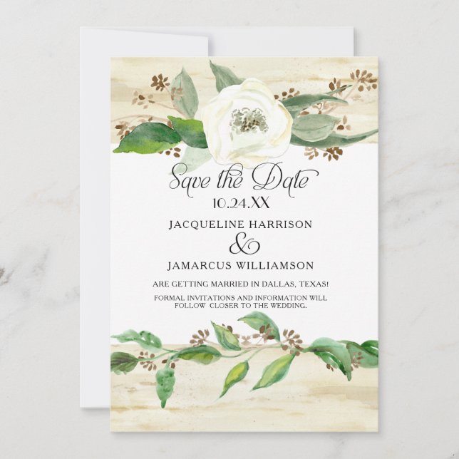 Skogsskogen Wood Löv BOHO Photo Save Date Spara Datumet (Framsida)