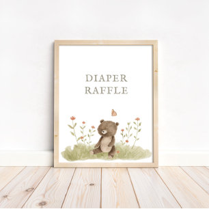 Skogsskogens babyskor Diaper Raflle-skylt Poster
