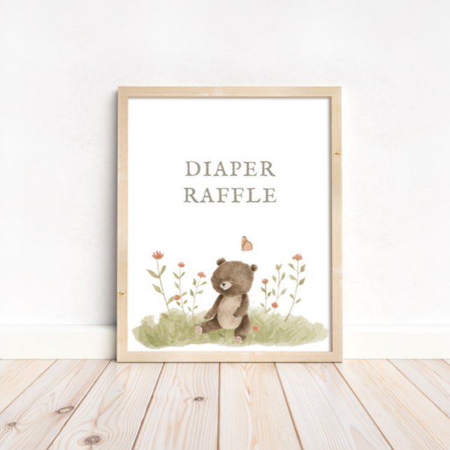 Skogsskogens babyskor Diaper Raflle-skylt Poster (Skapare uppladdad)