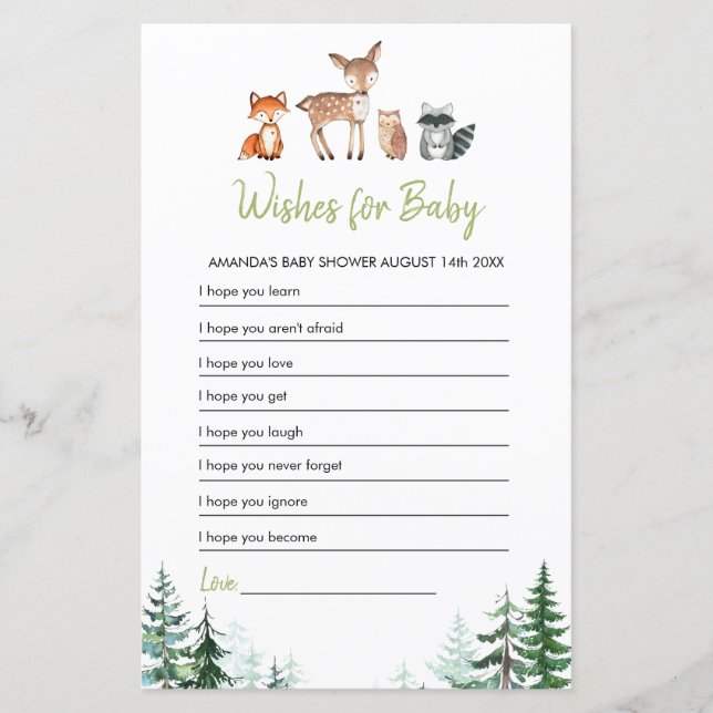 Skogsskogens babyskor Önskemål för Baby-spel (Framsida)