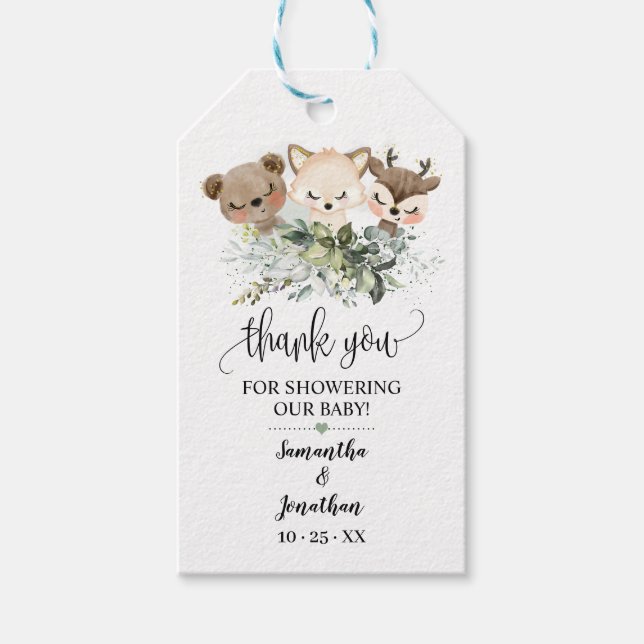 Skogsskogens favoriter för babyskor presentetikett (Framsidan)