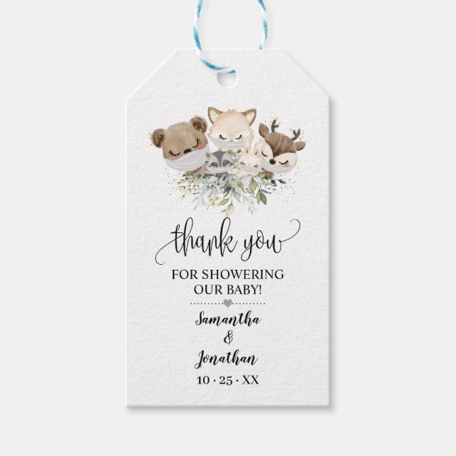 Skogsskogens favoriter för babyskor presentetikett (Framsidan)