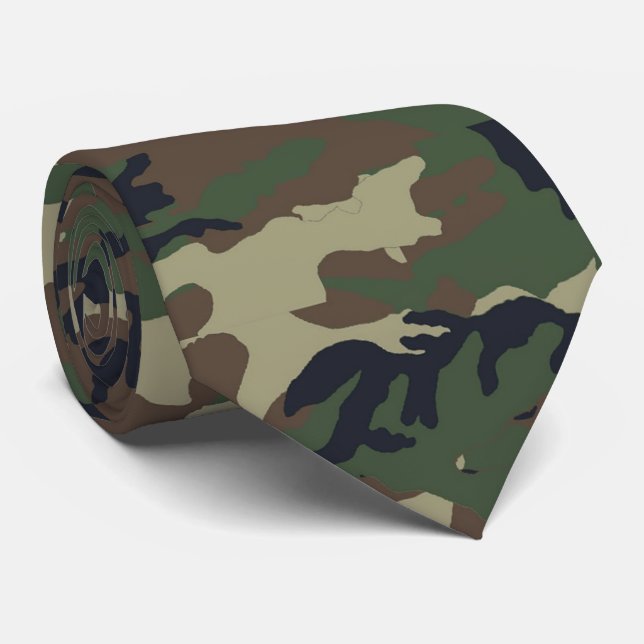 Skogsskogens Grönt Camouflage Mönster Slips (Rullad)