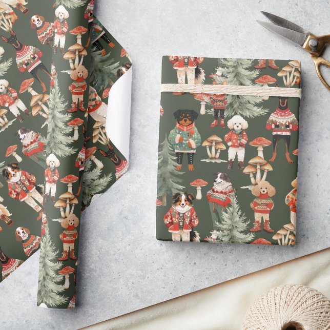 Skogsskogens Grönt Hund jul Presentpapper (Skapare uppladdad)
