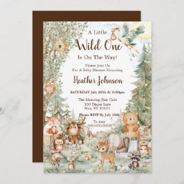 Skogsskogens Neutralt Baby Shower Inbjudningar