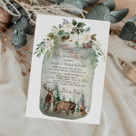 Skogsskogland Mason Burk Baby Shower by Mail Inbjudningar
