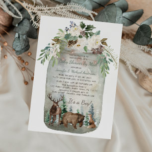 Skogsskogland Mason Burk Baby Shower by Mail Inbjudningar
