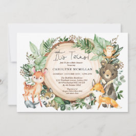 Skogsskogsenery Animals Twin Baby Shower Inbjudningar