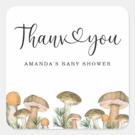 Skogsskötsel baby shower tack fyrkantigt klistermärke