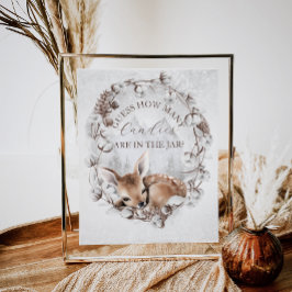 Skogsskugga för Winter Baby Shower Game Hjort Poster