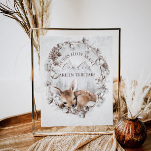 Skogsskugga för Winter Baby Shower Game Hjort Poster