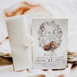 Skogsskuldsår Kall utanför Vinterbabyskor Inbjudningar