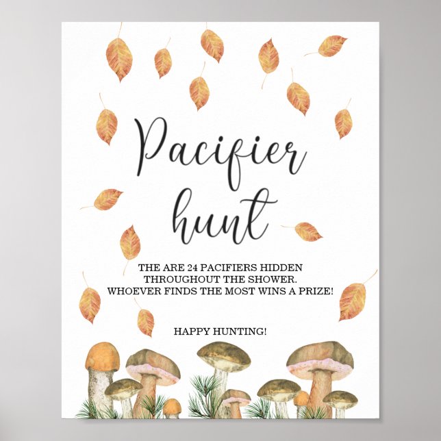 Skogssopp - lugnande jakt baby shower spel poster (Framsidan)