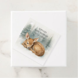 Skogssovande barn hjort Vinter Baby Shower Gåvor Etiketter