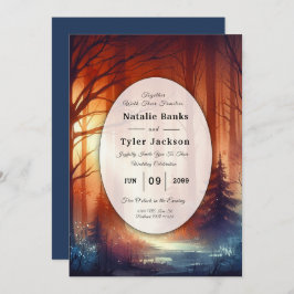 Skogsspellen i Falling Löv Bröllop Inbjudningar