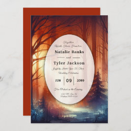 Skogsspellen i Falling Löv Bröllop Inbjudningar