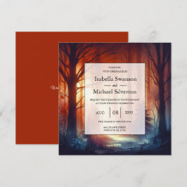 Skogsspellen i Falling Löv Bröllop Inbjudningar