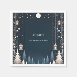 Skogsstjärnor Snö Ljus Vinter Bröllopsdusch Pappersservett