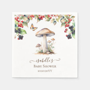Skogsstorstädets svamp & svamp höst baby shower pappersservett