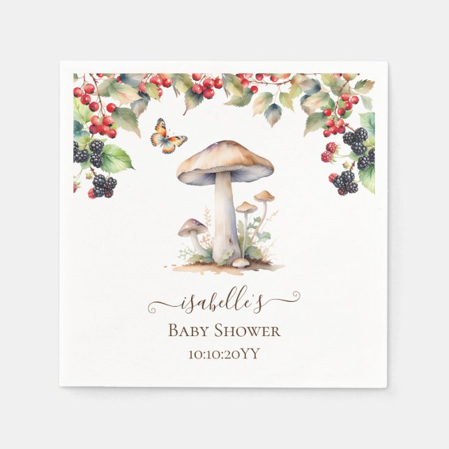 Skogsstorstädets svamp & svamp höst baby shower  pappersservett (Framsidan)