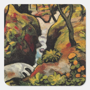 Skogsström av August Macke Vintage expressionism Fyrkantigt Klistermärke