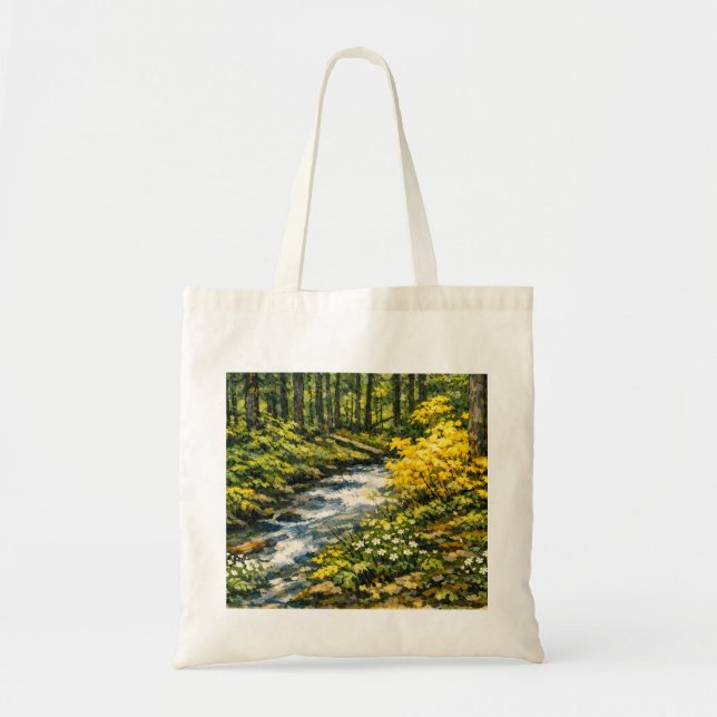 Skogsström med gula vildblommor tygkasse (Framsidan)