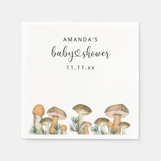 Skogssvamp baby shower  pappersservett (Framsidan)