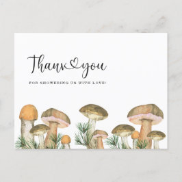 Skogssvamp baby shower tackkort vykort