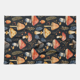 Skogssvamp och ormbunke  kökshandduk