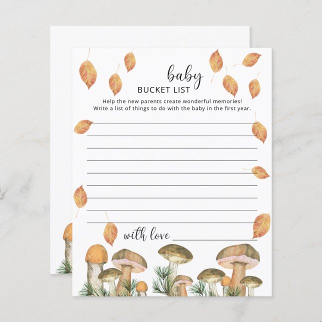 Skogssvampar - baby-bucketlista (Fram/baksida)