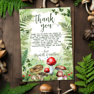 Skogssvampar Ferns Grönt Rustic Nature Script Tack Kort