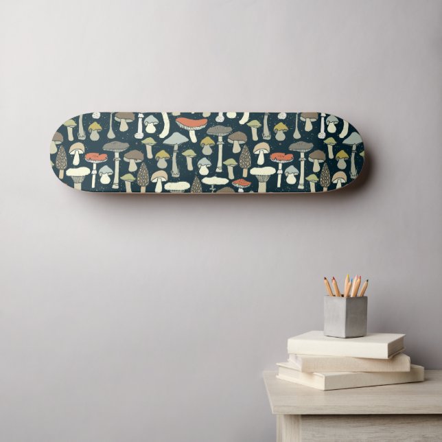 Skogssvampmönster Rustik Mini Skateboard Bräda 18,5 Cm (Väggkonst (Horz))