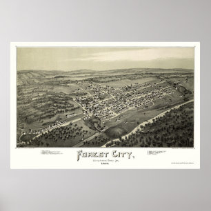 Skogstad, panorama- karta för PA - 1889 Poster