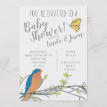 Skogstema Baby Shower med Bluebird & Foliage