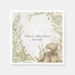 Skogstema Igelkott Baby Shower Personlig Pappersservett