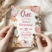 Skogstema Rosa Boho Pumpa Flicka 1-årsdag
